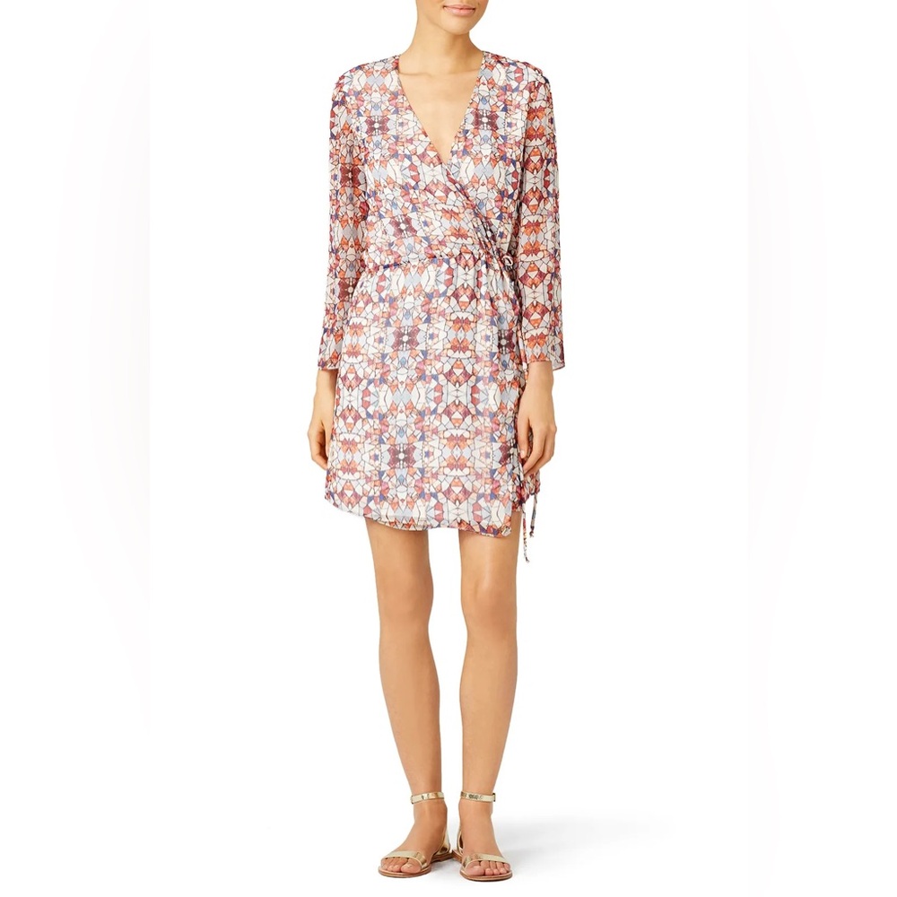 Waverly Grey Stained Glass Mini Wrap Dress - Size 2